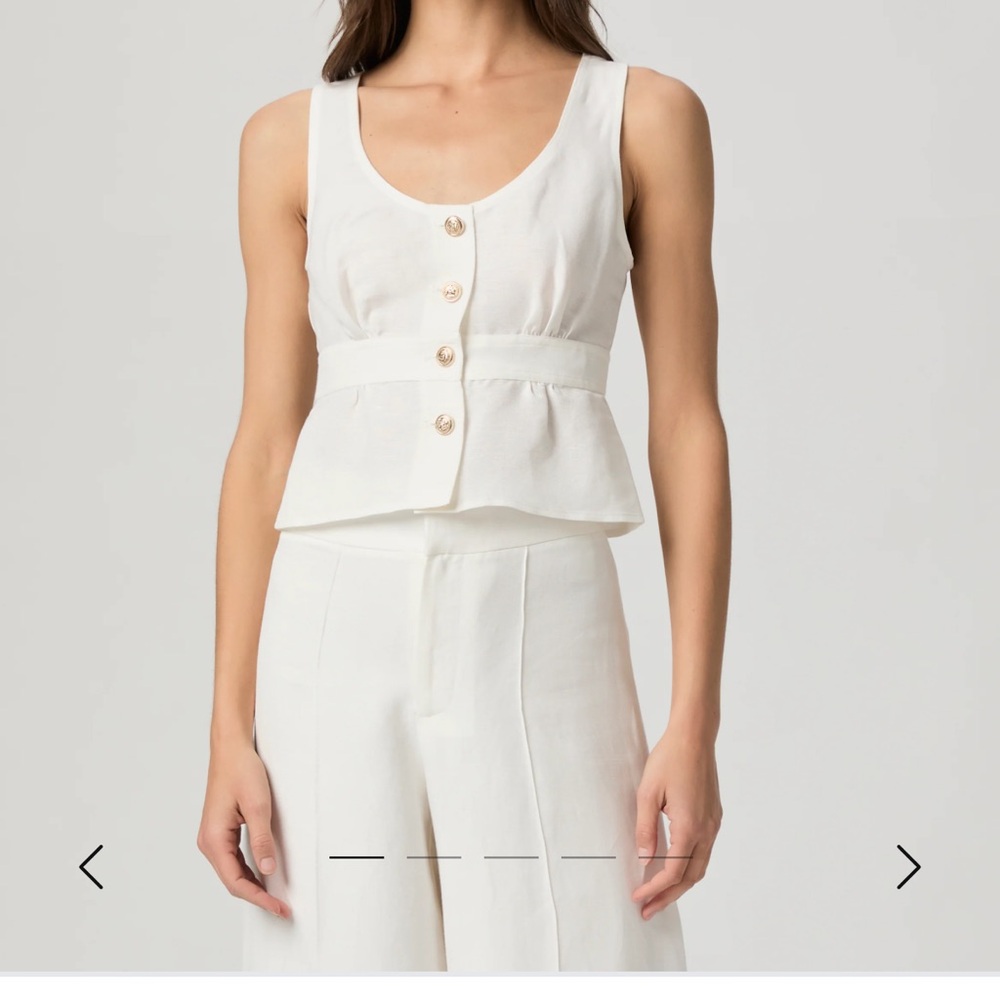 PAIGE White Sleeveless Buttoned Crop Tank Top